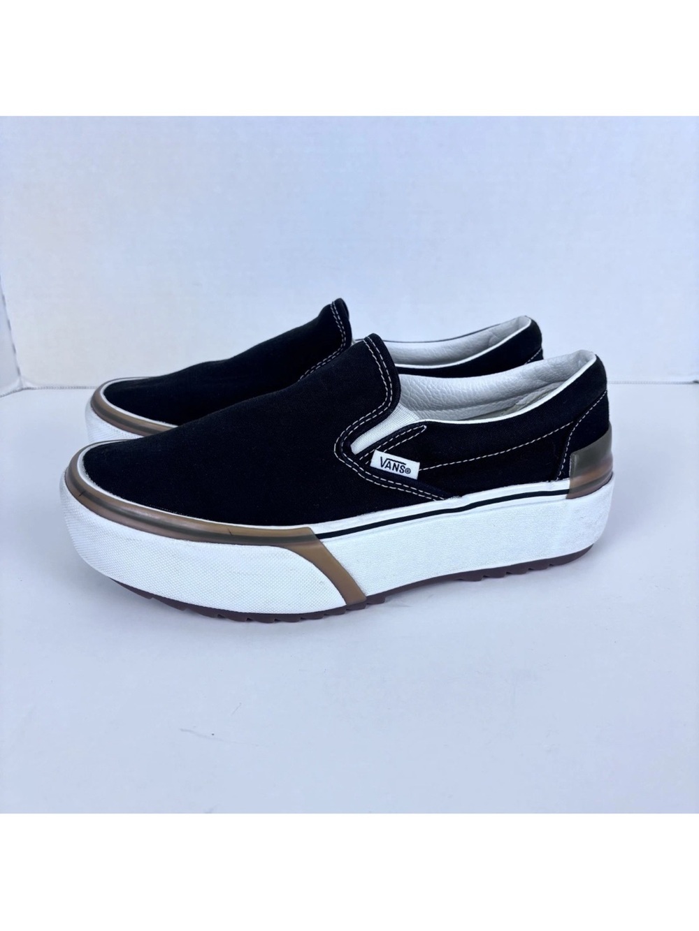 Vans Classic Slip-On Stacked Women’s Size 7.5 Black/White/Gum - Picture 5 of 10